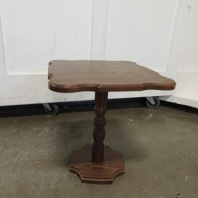 Small Wooden Table, Swirl Middle Pillar Design, 17 Inches Tall