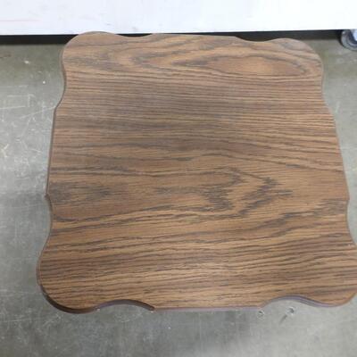 Small Wooden Table, Swirl Middle Pillar Design, 17 Inches Tall
