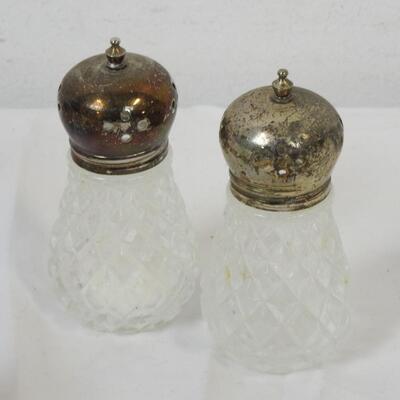 6 Salt and Pepper Shaker Sets, Round, 1 Pink, Clear Glass