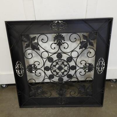 39" x 39" Metal DÃ©cor Frame, Green and Yellow with Brown Border, Floral Design