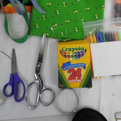Assorted Craft Lot: Twine Wreath, Art Bin Craft Organizer, Ribbon, Beads
