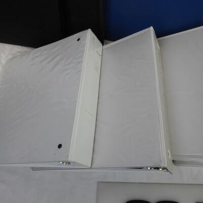 13 Binders, Assorted Sizes, Blue, Black, White