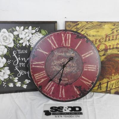3 pc Large Home Decor, Grand Hotel Clock, Scratching Out A Living, Benjamin Gray