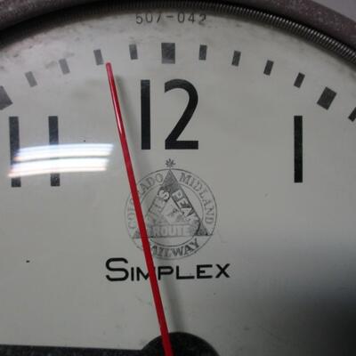 Vintage Simplex Wall Clock - "Colorado Midland Railway Pikes Peak Route"