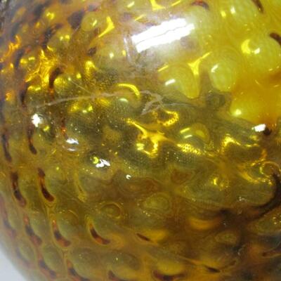 Vintage Regency Amber Globe Hanging Lamp Light Diffuser Metal Accents