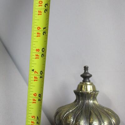 Vintage Regency Amber Globe Hanging Lamp Light Diffuser Metal Accents