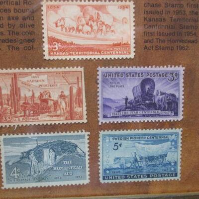 "The Pioneers" Mercury Dime - 8 Coins & 5 Stamps Framed