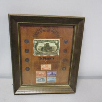 "The Pioneers" Mercury Dime - 8 Coins & 5 Stamps Framed