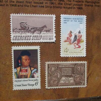 "The American Indian " Indian Head Cents - 8 Coins & 4 Stamps Framed
