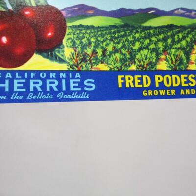 Podesta California Cherries Advertising Sign