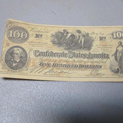 Confederate States Of America 100 Dollar Bill One Hundred Dollars