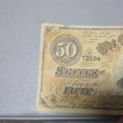 Confederate States Of America Fifty Dollars 50 - Richmond 1864