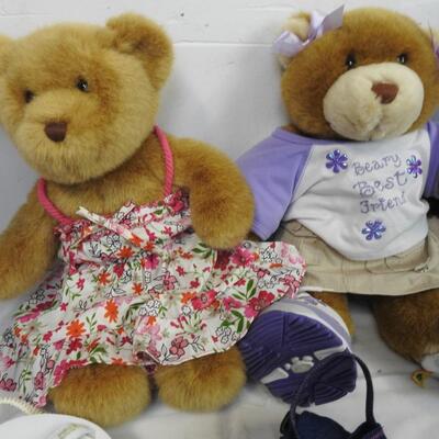 4 Build a Bear Stuffed Animals with 5 Complete Outfits - Good Condition