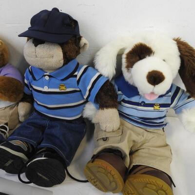 4 Build a Bear Stuffed Animals with 5 Complete Outfits - Good Condition