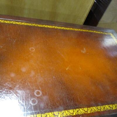 3 Drawer Lawyer Writing Office Desk With Shelving On The Side 1 Of 2 - Desk has leather tops with gold embossing