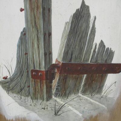 Vintage Wood Fence Picture - Artist Signed