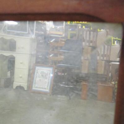 Vintage Wood Framed Mirror - Beveled Glass