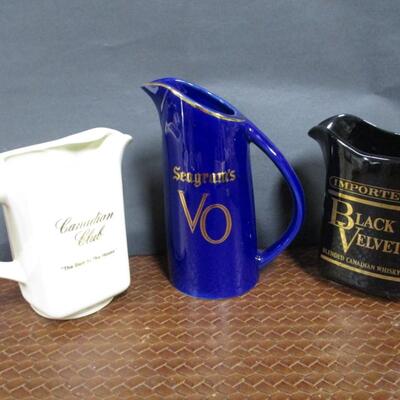 Seagram's VO Canadian Club & Black Velvet Pub Jug Pitchers