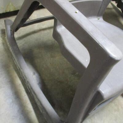 Pair Of Outdoor Molded Composite Slat Back Rocking Chairs