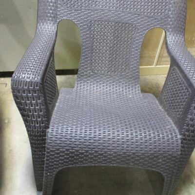 Pair Of Outdoor Composite Weave Pattern Patio Chairs