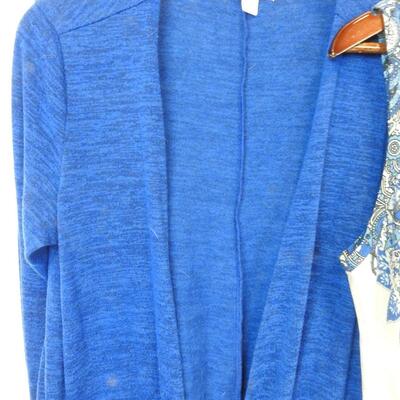 2 pc LuLaRoe, XL Fit & Flare Sleeveless Dress & Blue Long Sleeve Cardigan Med