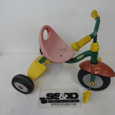 Kiddi-O Children's Tricycle, Sun Faded Red/Yellow/Green