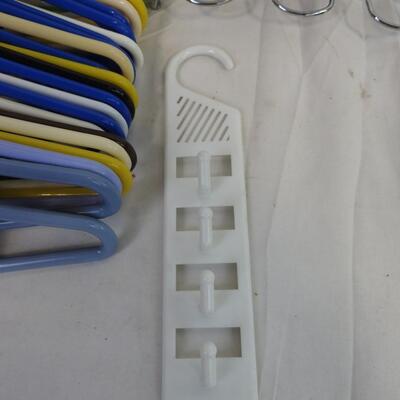 About 50 Plastic Hangers, Tie Hangers, Closet Hook Installation