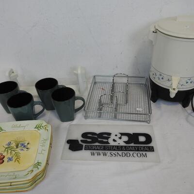 11 pc Kitchen, Coffee Maker/Dispenser, Decorative Plates, Elite Mugs