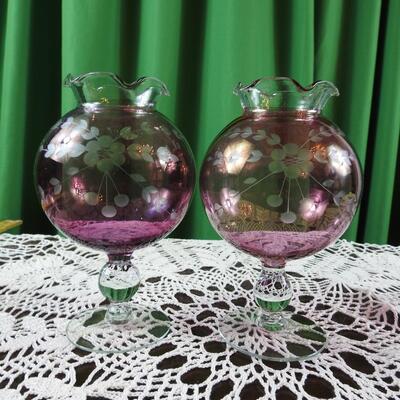 Cranberry Glass Rose Bowl