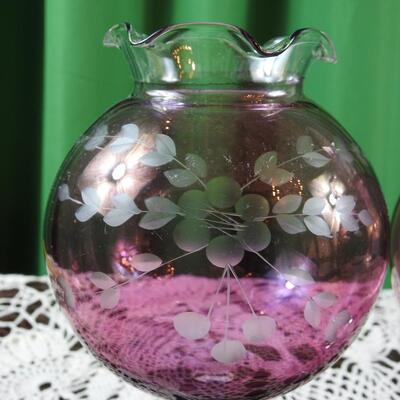 Cranberry Glass Rose Bowl