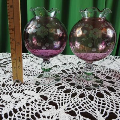 Cranberry Glass Rose Bowl