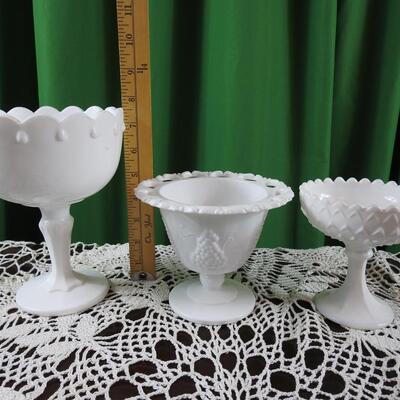 Trio of milk glass