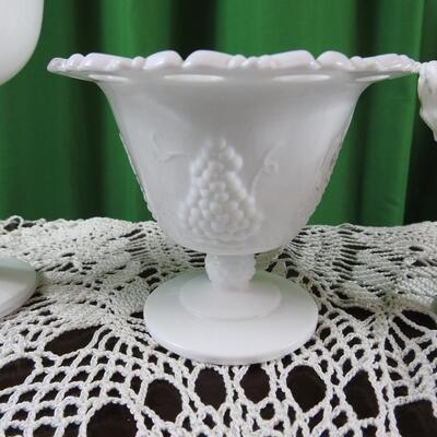 Trio of milk glass