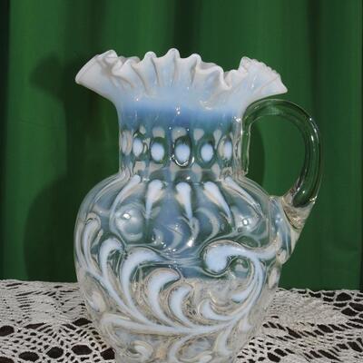 Fenton Opalescent Buttons & Braids Pitcher