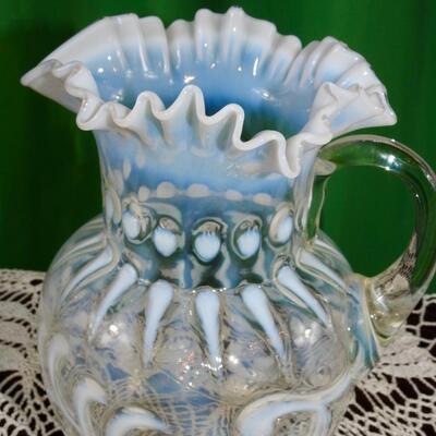 Fenton Opalescent Buttons & Braids Pitcher