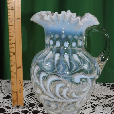 Fenton Opalescent Buttons & Braids Pitcher