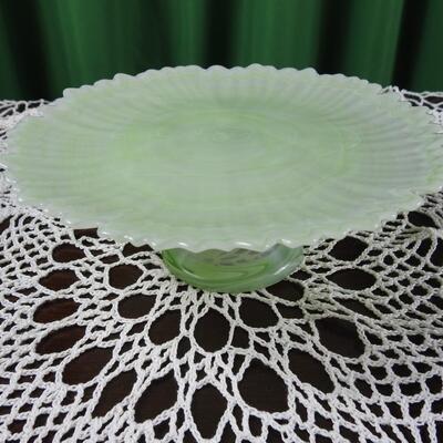 Handblown Jadite Cake Stand