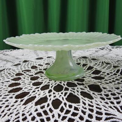 Handblown Jadite Cake Stand