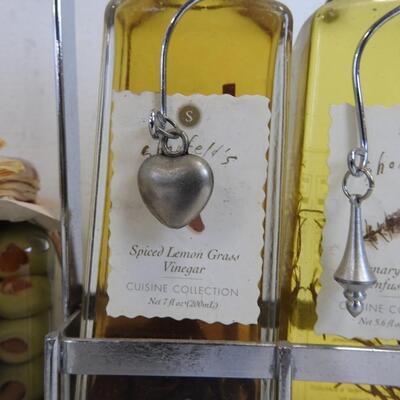 3 pc Glass Kitchen, Shonfeld's Vinegar and Olive Racks