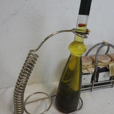 3 pc Glass Kitchen, Shonfeld's Vinegar and Olive Racks