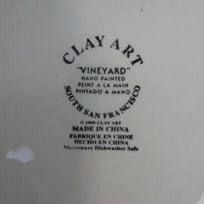 3 pc Home Decor, Metal Cork Holders, Clay Art "Vineyard" Serving Dish