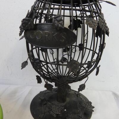 3 pc Home Decor, Metal Cork Holders, Clay Art "Vineyard" Serving Dish