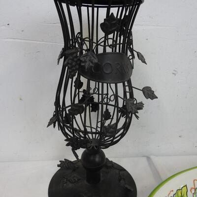 3 pc Home Decor, Metal Cork Holders, Clay Art "Vineyard" Serving Dish