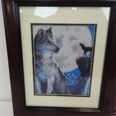 2 pc Framed Animal Decor: Diamond Craft Pictures