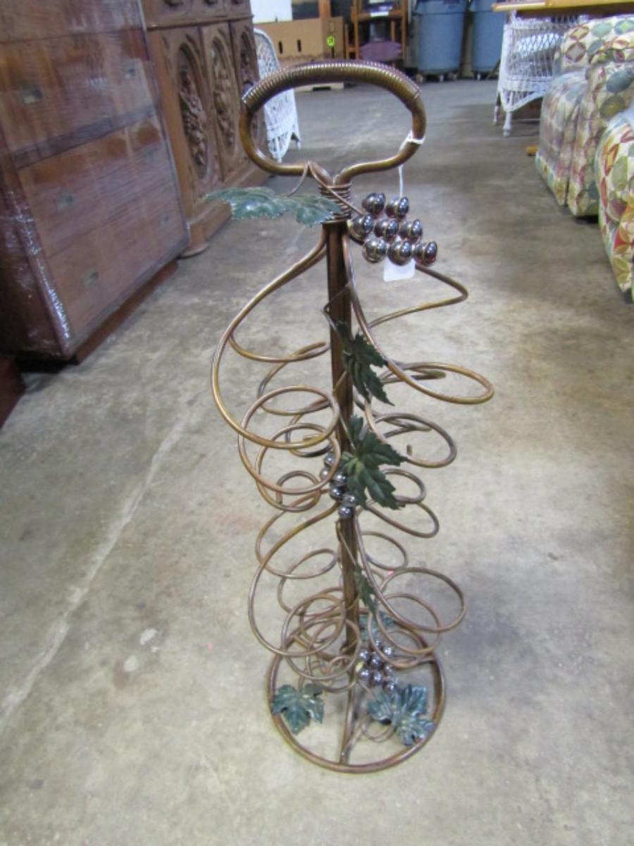 Decorative Looped Metal Wine Rack with Handle- Grape Theme ...