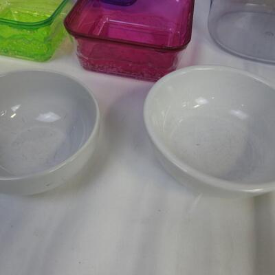 16 pc Kitchen: Blue and Green Glasses, Mainstays Diet Scale, Pur Pitcher