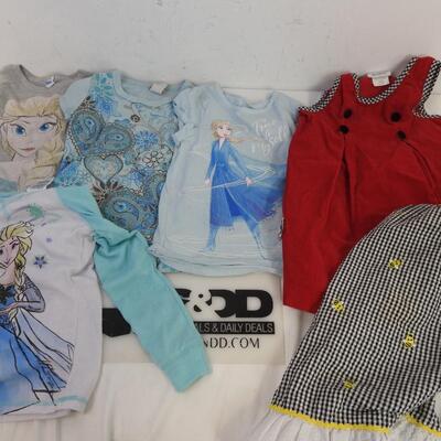 6 pc Kid's Apparel, Girls Size 5-6, Disney Frozen, 2 Dress, 4 T-Shirts