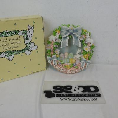 Hand Painted Easter Wreath, Ceramic
