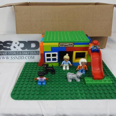 Assorted LEGO Duplo Bricks, Green Baseplate