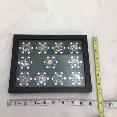 (63) PACKERS | Framed set of Poker Chips